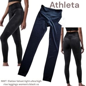 Athleta Elation Velvet tights ultra high rise soft leggings women's black xs